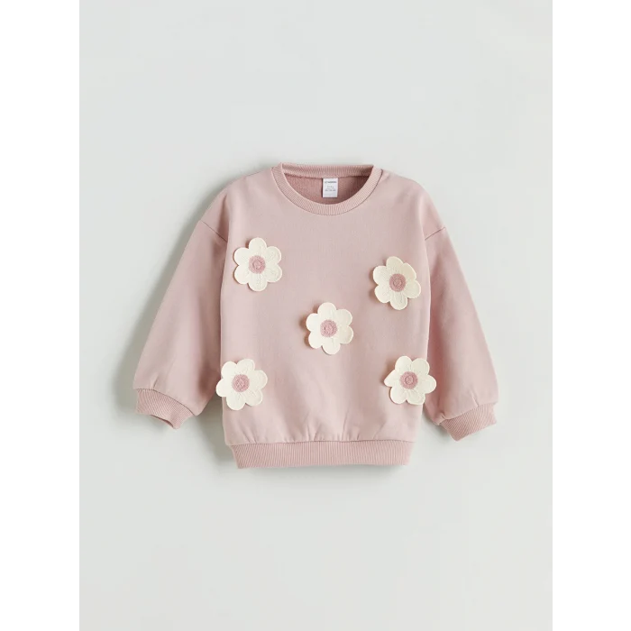 LCW Kids Pembe Çiçek Desenli Kız Çocuk Sweatshirt