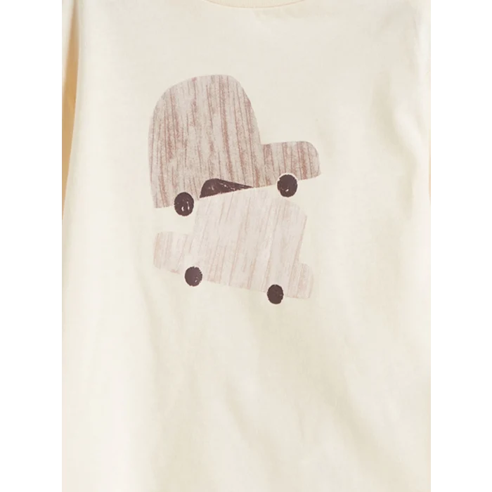 LCW baby Bej Bisiklet Yaka Baskılı Erkek Bebek 3lü Takım