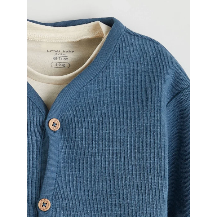 LCW baby Bej Bisiklet Yaka Baskılı Erkek Bebek 3lü Takım