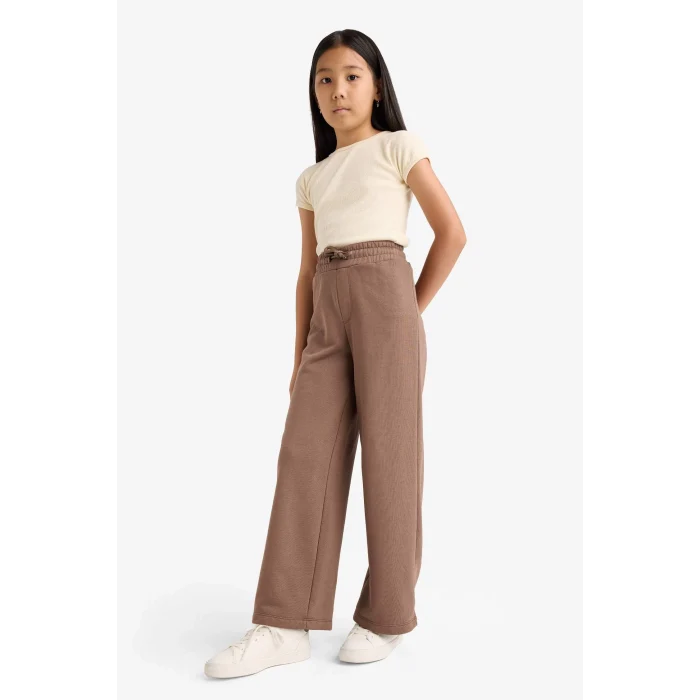 Defacto D0743A8BN534 Kahve Kız Çocuk Wide Leg Beli Lastikli Geniş Paça Eşofman Altı