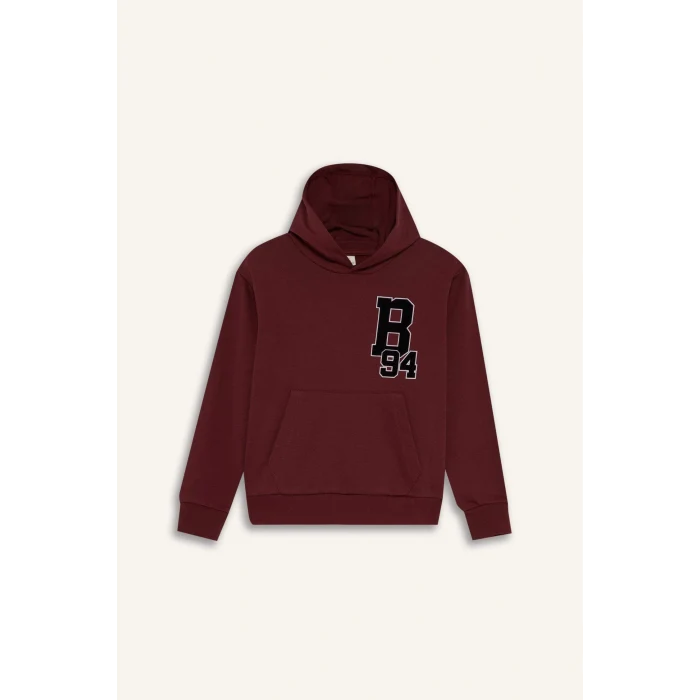 Defacto F2714A8BR194 Bordo Erkek Çocuk Oversize Geniş Kalıp Kapüşonlu Okul Sweatshirt