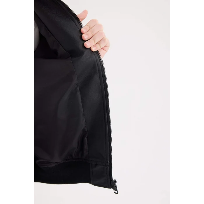 Defacto C4322A8BK27 Siyah Erkek Çocuk Su Geçirmez Kolej Yaka Bomber Mont