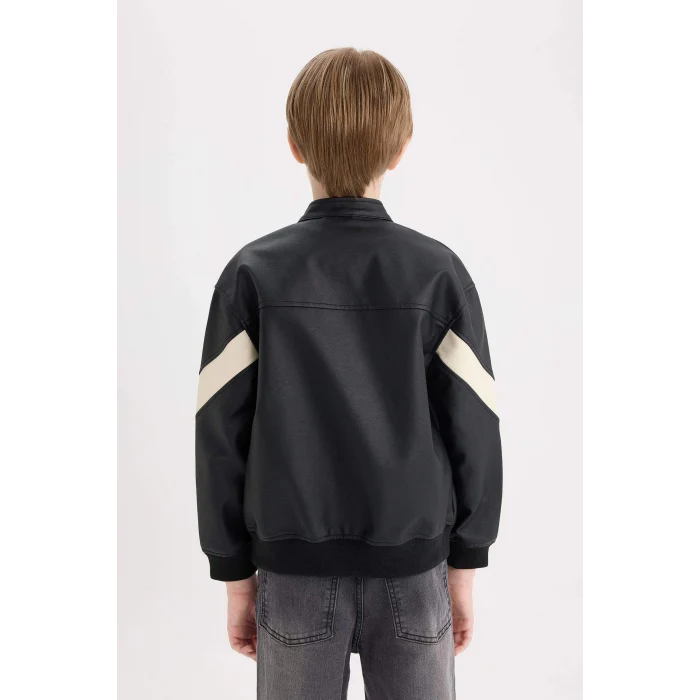 Defacto C4322A8BK27 Siyah Erkek Çocuk Su Geçirmez Kolej Yaka Bomber Mont