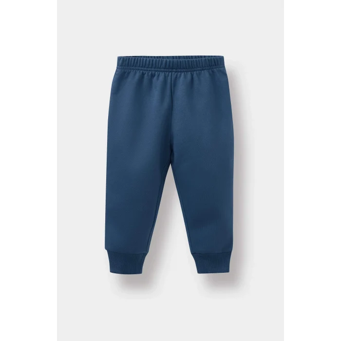 Defacto E8999A5IN257 İndigo Erkek Bebek 2li Takım Baskılı Sweatshirt Eşofman Altı