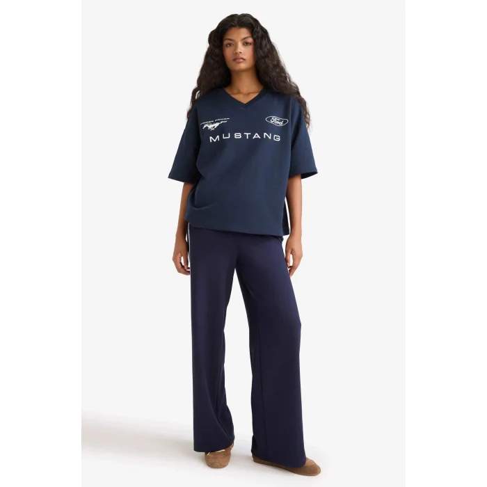 Defacto D6668AXNV256 Lacivert Straight Fit Cepli Düz Paça Eşofman Altı