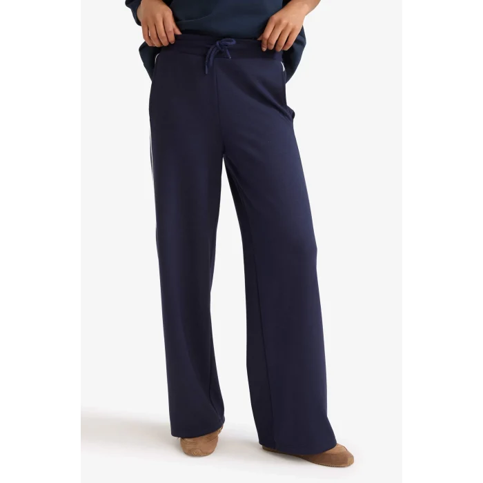 Defacto D6668AXNV256 Lacivert Straight Fit Cepli Düz Paça Eşofman Altı