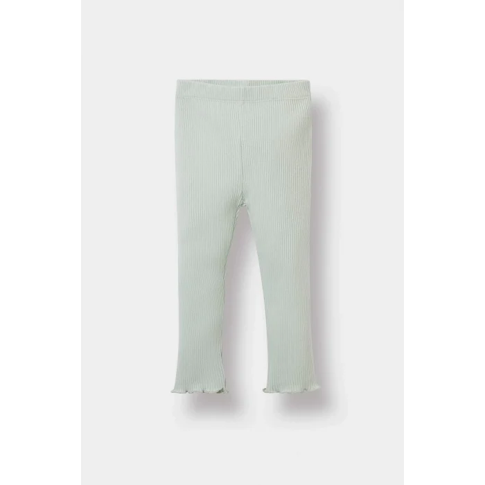 Defacto Y1122A2GN1123 Yeşil Kız Bebek 2li Takım Çiçekli Uzun Kollu Fitilli Kaşkorse Tişört Tayt