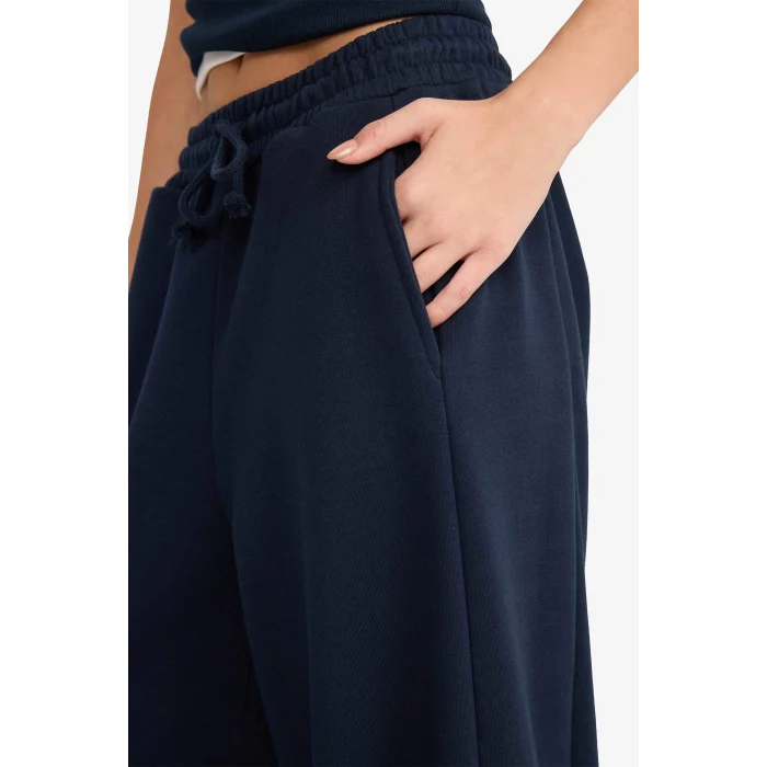 Defacto F3364AXNV253 Lacivert Coool Barrel Fit Beli Bağcıklı Geniş Paça Eşofman Altı