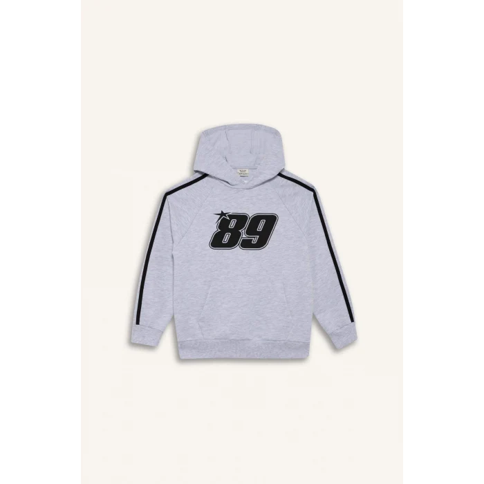 Defacto F1967A8GR400 Gri Erkek Çocuk Kapüşonlu Baskılı Sweatshirt