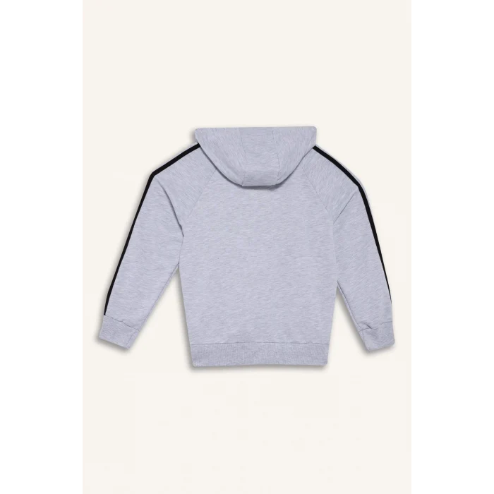 Defacto F1967A8GR400 Gri Erkek Çocuk Kapüşonlu Baskılı Sweatshirt