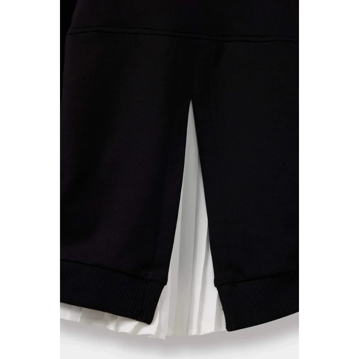 Defacto F5961A5BK81 Siyah Kız Bebek Bisiklet Yaka Baskılı İçi Yumuşak Tüylü Sweatshirt