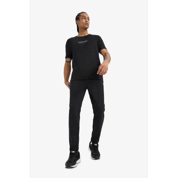 Defacto S3309AZBK81 Siyah DeFactoFit Slim Fit Dar Kesim Fermuarlı Standart Paça Jogger Eşofman Altı