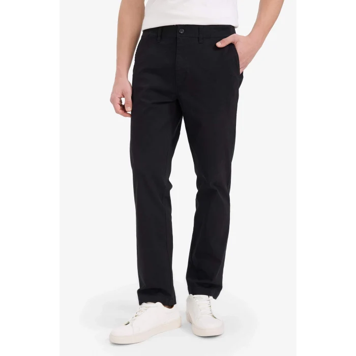 Defacto D7349AXBK81 Siyah Regular Fit Normal Kesim Cepli Düz Paça Chino Pantolon