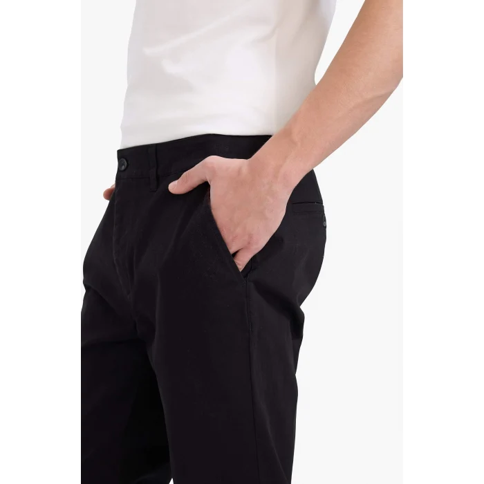 Defacto D7349AXBK81 Siyah Regular Fit Normal Kesim Cepli Düz Paça Chino Pantolon