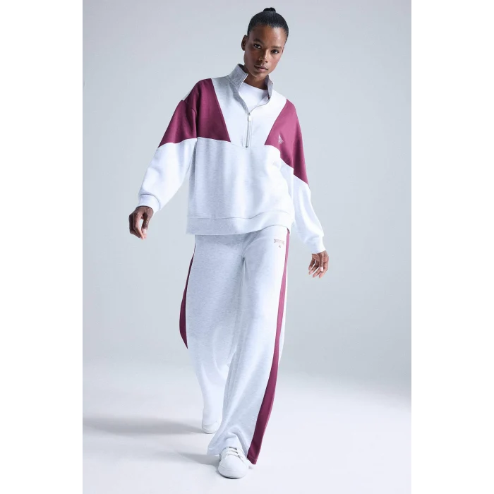 Defacto E8935AXGR421 Gri DeFactoFit NBA Boston Celtics Oversize Geniş Kalıp Yarım Fermuarlı Skuba Dalgıç Kumaş Sporcu Sweatshirt