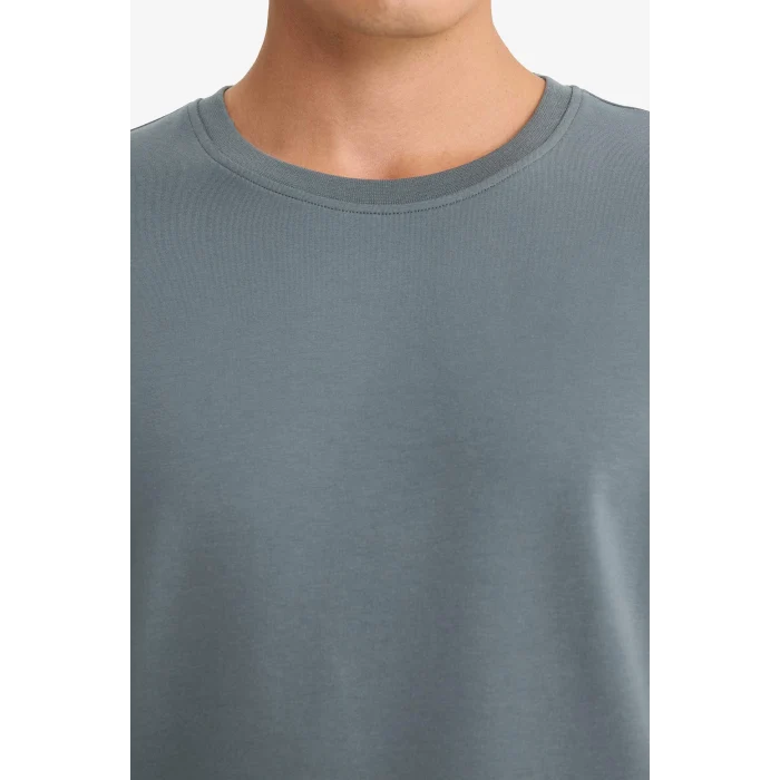 Defacto F3646AXGR314 Gri Slim Fit Dar Kesim Bisiklet Yaka Uzun Kollu Tişört