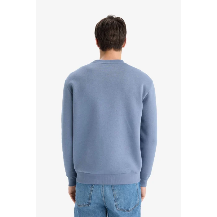 Defacto T3777AZGR171 Gri Regular Fit Bisiklet Yaka Basic Düz Kalın Sweatshirt