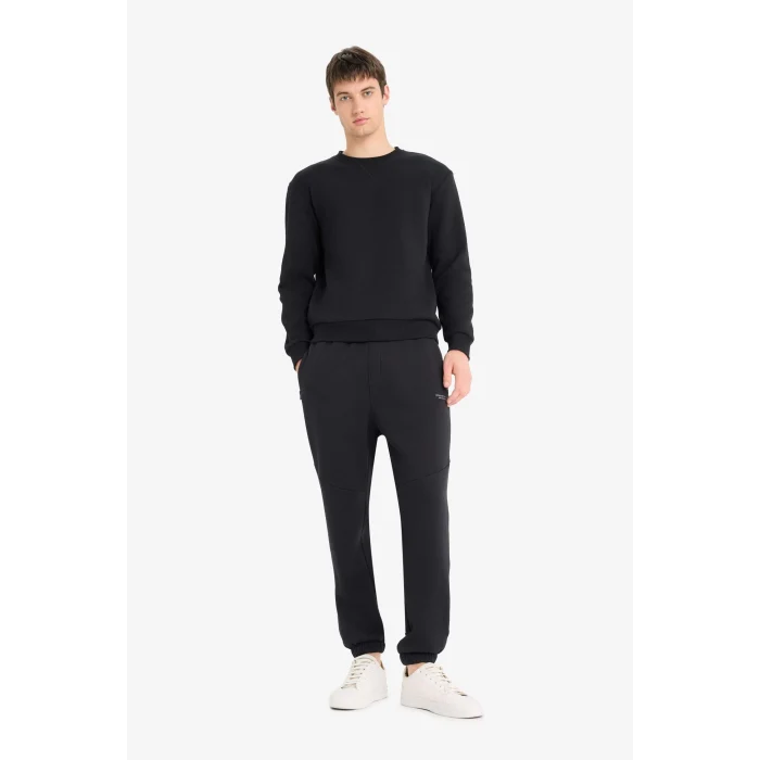 Defacto T3777AZBK81 Siyah Regular Fit Bisiklet Yaka Basic Düz Kalın Sweatshirt