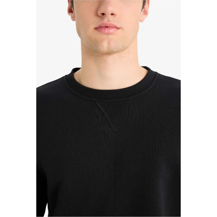 Defacto T3777AZBK81 Siyah Regular Fit Bisiklet Yaka Basic Düz Kalın Sweatshirt