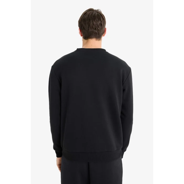 Defacto T3777AZBK81 Siyah Regular Fit Bisiklet Yaka Basic Düz Kalın Sweatshirt
