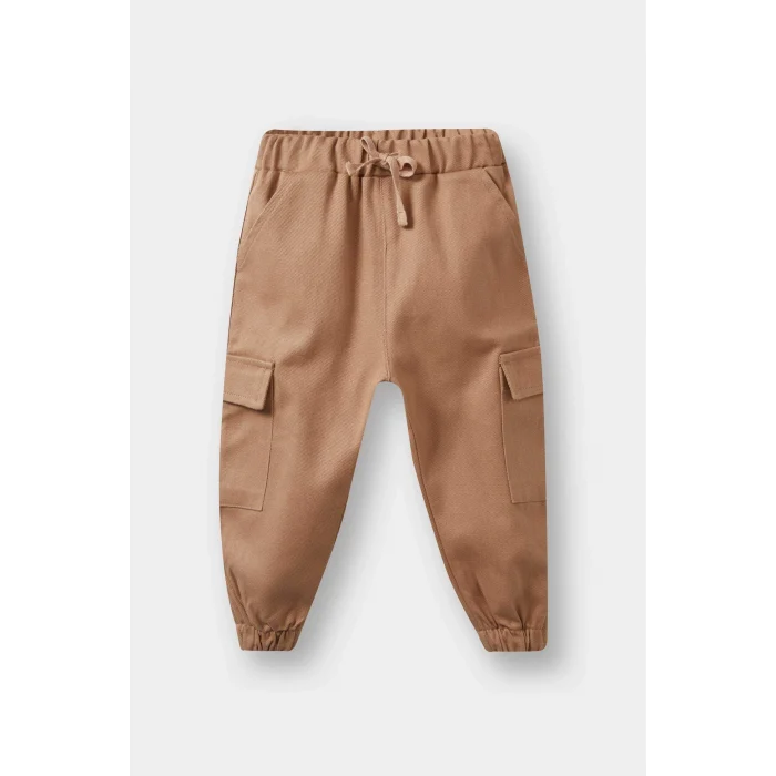 Defacto F1587A5ER105 Ekru Erkek Bebek 2li Takım Baskılı Sweatshirt Kargo Cepli Pantolon