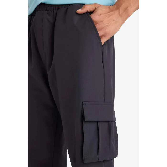 Defacto E9361AXAR214 Antrasit DeFactoFit Slim Fit Dar Kesim Kargo Cepli Dokuma Sporcu Jogger Eşofman Altı