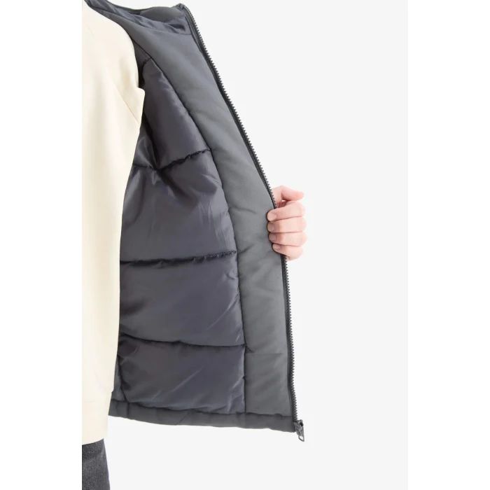 Defacto C4318A8AR58 Antrasit Erkek Çocuk Su Geçirmez Kapüşonlu Fermuarlı Cepli Mont