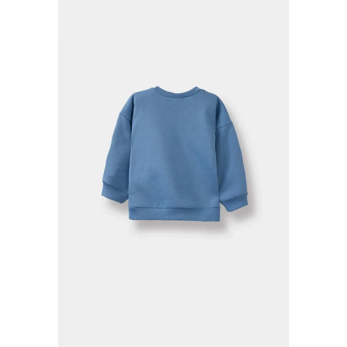 Defacto F3463A5BG775 Bej Erkek Bebek Bisiklet Yaka Baskılı İçi Yumuşak Tüylü 2li Sweatshirt