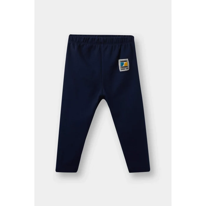 Defacto F1589 Mavi Erkek Bebek 2li Takım Etiket Baskılı Sweatshirt Eşofman Altı