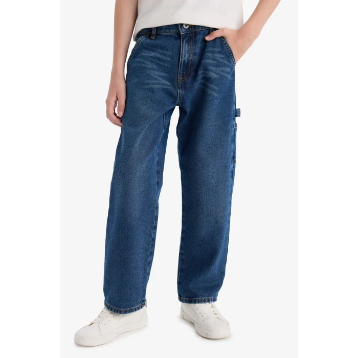 Defacto F0457 Mavi Erkek Çocuk Wide Leg Düz Paça Jean Pantolon
