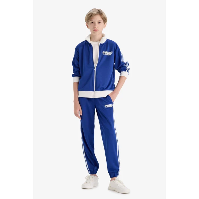 Defacto F1978A8BE325 Mavi Erkek Çocuk Beli Lastikli Baskılı Jogger Eşofman Altı