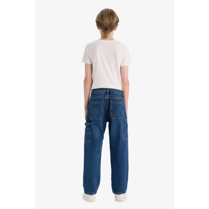 Defacto F0457 Mavi Erkek Çocuk Wide Leg Düz Paça Jean Pantolon