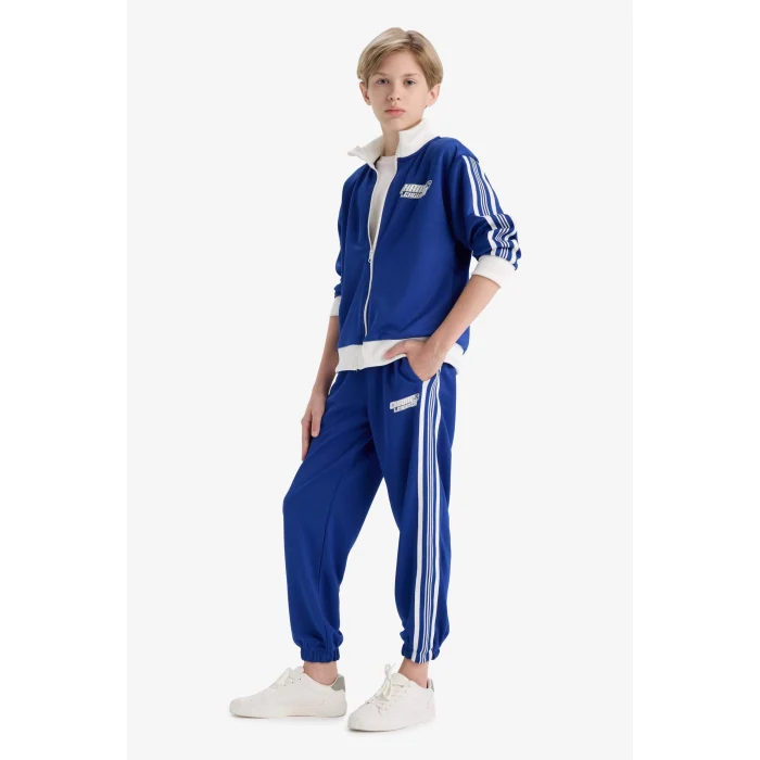 Defacto F1978A8BE325 Mavi Erkek Çocuk Beli Lastikli Baskılı Jogger Eşofman Altı