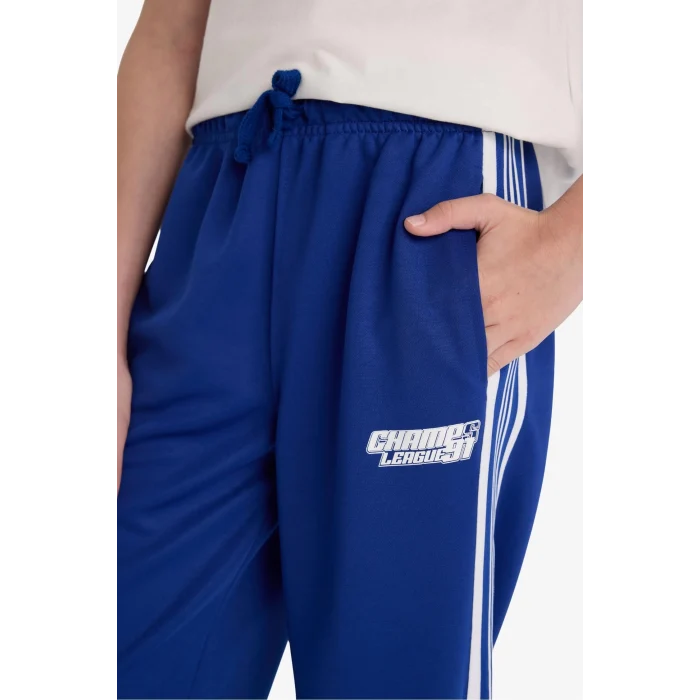 Defacto F1978A8BE325 Mavi Erkek Çocuk Beli Lastikli Baskılı Jogger Eşofman Altı