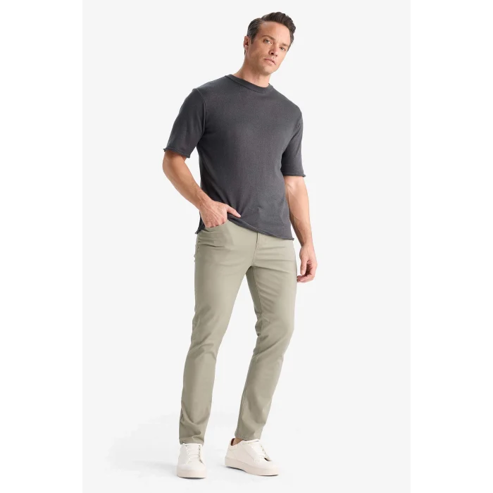 Defacto B2089AXKH465 Haki Slim Fit Dar Kesim Dar Paça Cepli Pantolon
