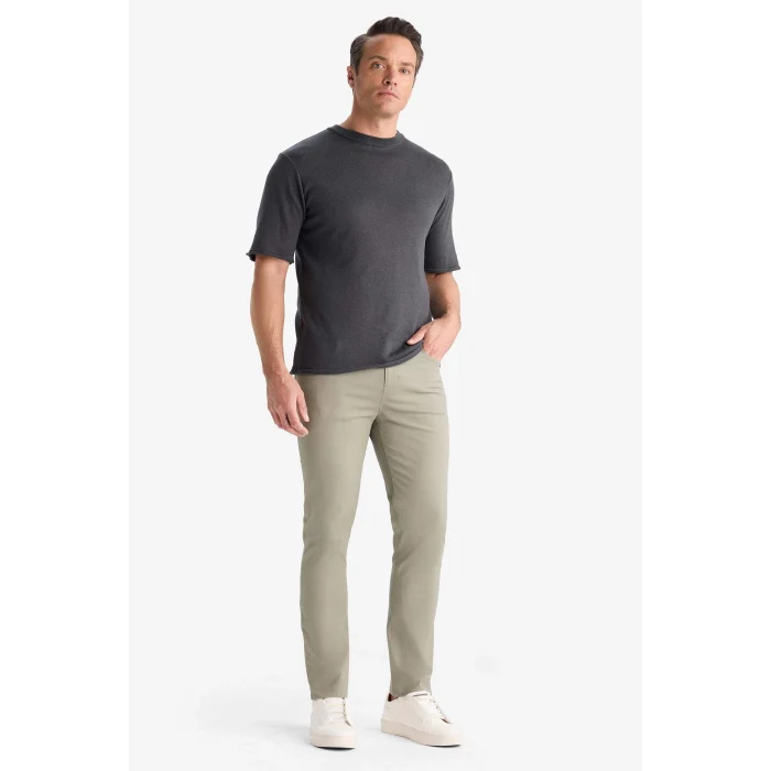 Defacto B2089AXKH465 Haki Slim Fit Dar Kesim Dar Paça Cepli Pantolon