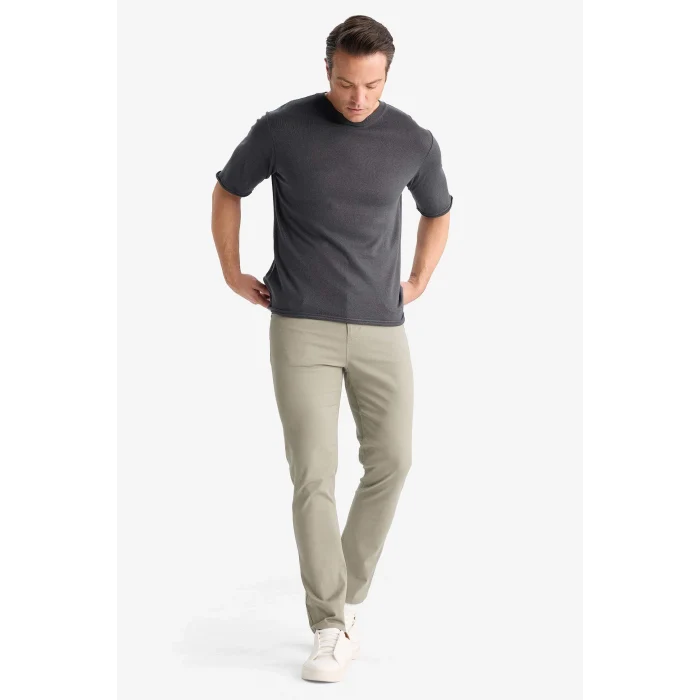Defacto B2089AXKH465 Haki Slim Fit Dar Kesim Dar Paça Cepli Pantolon