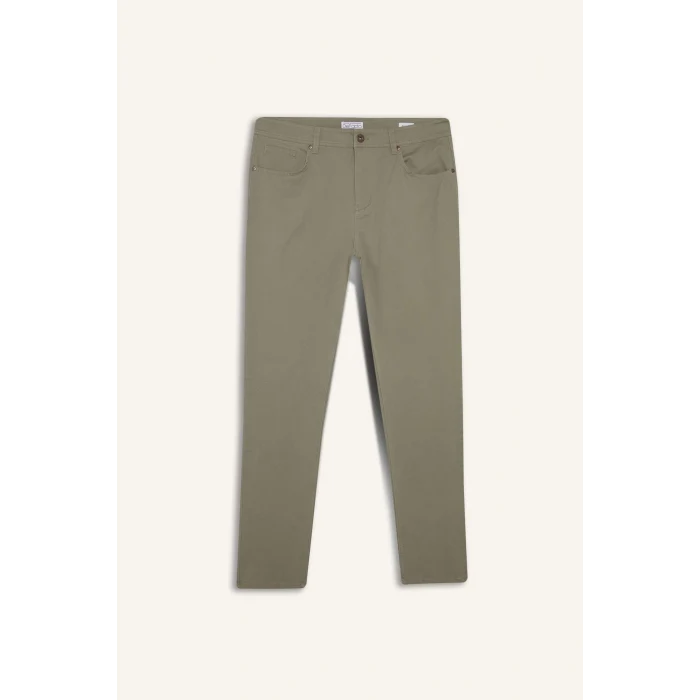 Defacto B2089AXKH465 Haki Slim Fit Dar Kesim Dar Paça Cepli Pantolon