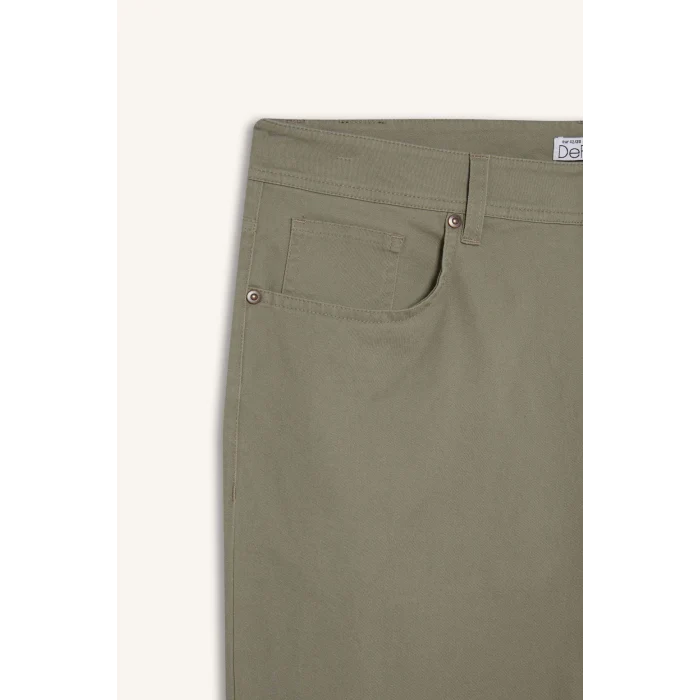 Defacto B2089AXKH465 Haki Slim Fit Dar Kesim Dar Paça Cepli Pantolon