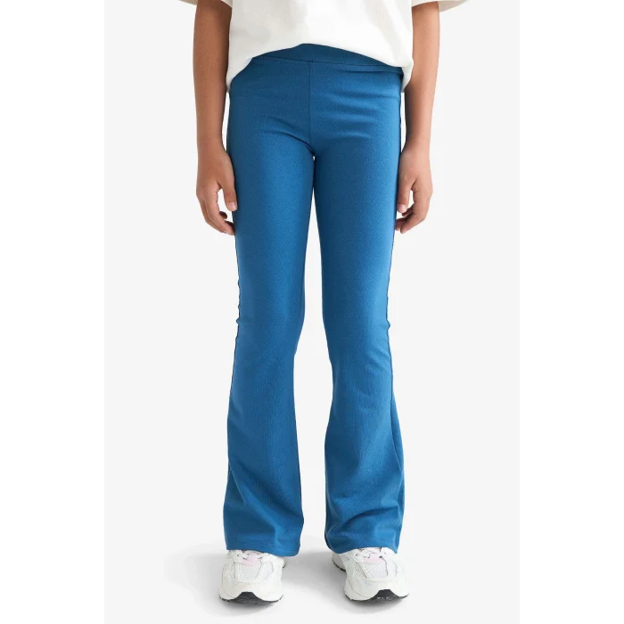 Defacto E8301A8BE376 Mavi Kız Çocuk Flare Fit Fitilli Kaşkorse Pantolon