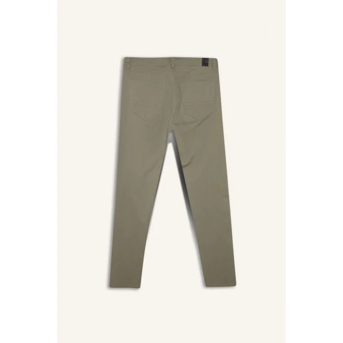 Defacto B2089AXKH465 Haki Slim Fit Dar Kesim Dar Paça Cepli Pantolon