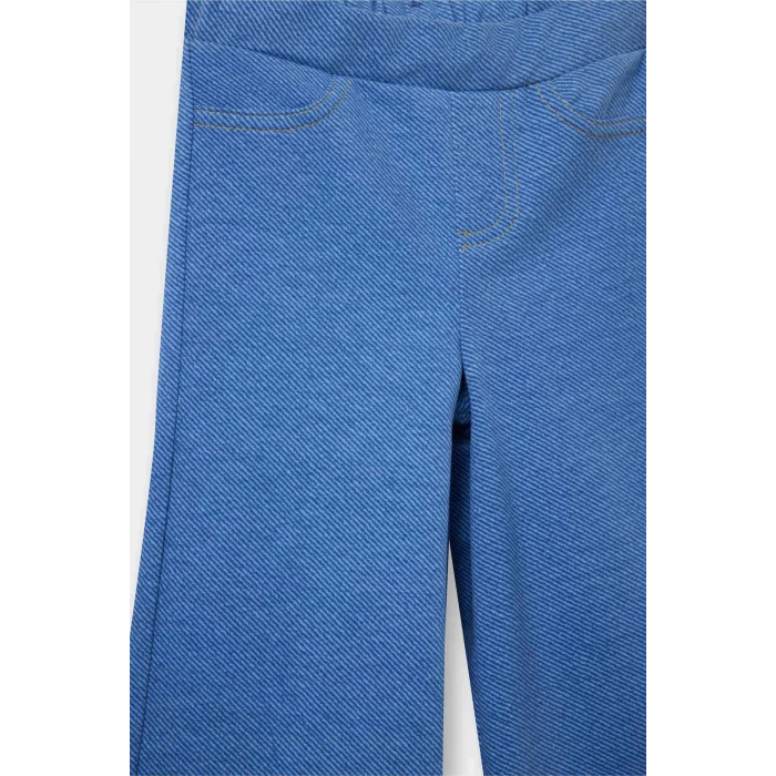 Defacto F3780A5BE394 Mavi Kız Bebek Wide Leg Jean Görünümlü Pantolon