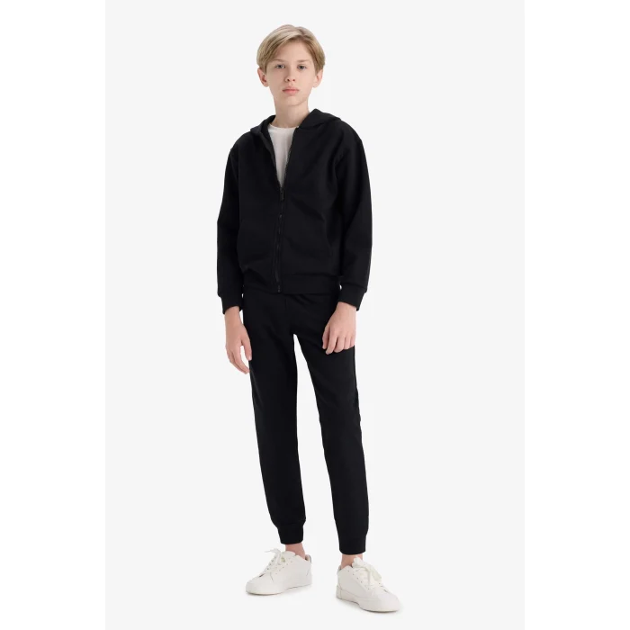 Defacto X5844A6BK81 Siyah Erkek Çocuk Kapüşonlu Okul Fermuarlı Sweatshirt