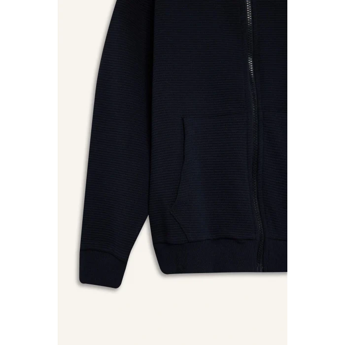 Defacto X5844A6BK81 Siyah Erkek Çocuk Kapüşonlu Okul Fermuarlı Sweatshirt