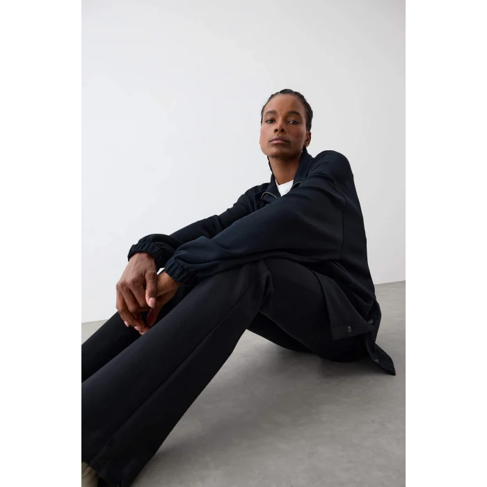 Defacto D1457AXBK81 Siyah DeFactoFit Long  Fit Dik Yaka Fermuarlı Modal Sweatshirt