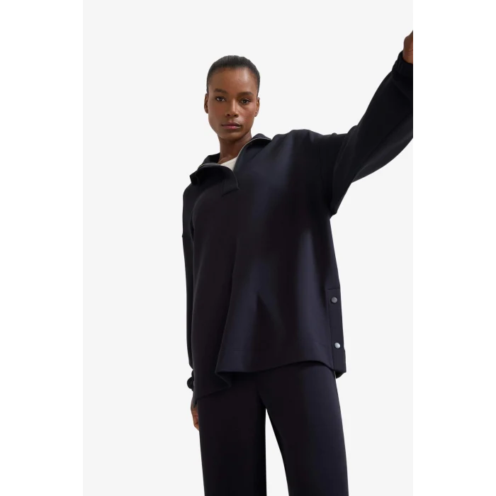 Defacto D1457AXBK81 Siyah DeFactoFit Long  Fit Dik Yaka Fermuarlı Modal Sweatshirt