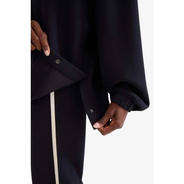 Defacto D1457AXBK81 Siyah DeFactoFit Long  Fit Dik Yaka Fermuarlı Modal Sweatshirt