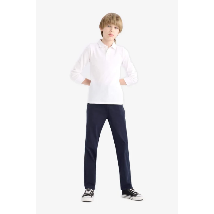Defacto U3254A6NV253 Lacivert Erkek Çocuk Düz Paça Gabardin Okul Pantolonu