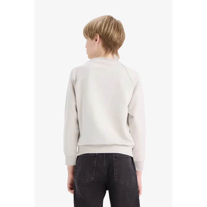Defacto E8415A8GR94 Gri Erkek Çocuk Bisiklet Yaka Basic Düz Okul Sweatshirt