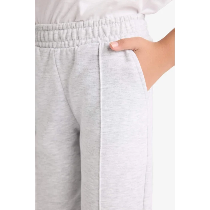 Defacto X9036A6GR400 Gri Kız Çocuk Beli Lastikli Basic Düz Okul Jogger Eşofman Altı